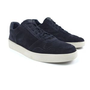 VINCE Peyton Leather Lace-Up Sneaker Old Money Quiet Luxury Shoes Navy Suede 10
